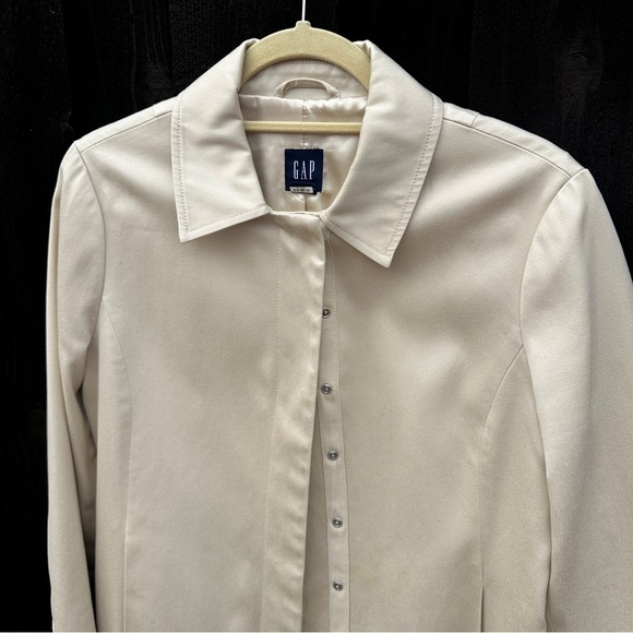 GAP single breasted trench coat women's neutral beige classic snaps size medium - Picture 7 of 13